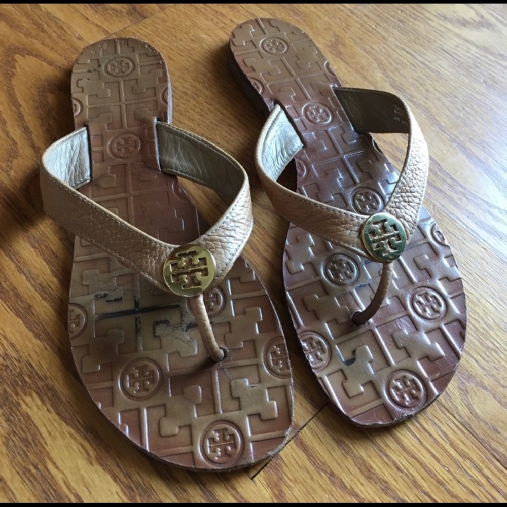 Tory Burch Thora Sandals - tan/gold Size 8